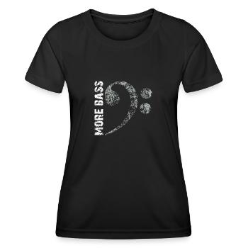 Plus de basses s’il vous plaît, grosse clé de fa - T-shirt sport Femme - noir - Devant - AI Model Female 172 light (172cm)