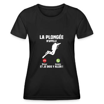 La Plongée m’Appelle Et Je Dois Y Aller Plongée - T-shirt sport Femme - noir - Devant - AI Model Female 172 light (172cm)