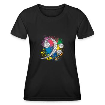 Bassschlüssel auf Farbklecksen - Frauen Funktions-T-Shirt - Schwarz - Vorne - AI Model Female 172 light (172cm)