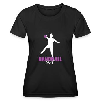 Handball Sport Mädchen spielen Handball - Frauen Funktions-T-Shirt - Schwarz - Vorne - AI Model Female 172 light (172cm)