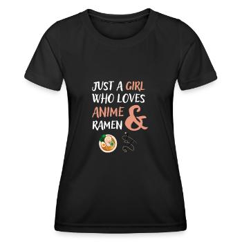 Just a Girl who loves Anime Ramen Geschenk - Frauen Funktions-T-Shirt - Schwarz - Vorne - AI Model Female 172 light (172cm)
