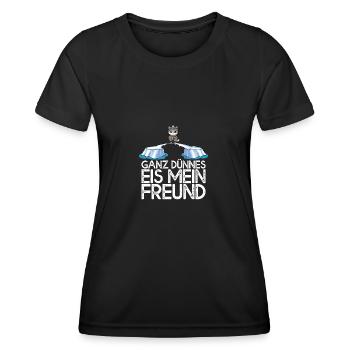 Ganz dünnes Eis mein Freund Katze Eisscholle - Frauen Funktions-T-Shirt - Schwarz - Vorne - AI Model Female 172 light (172cm)