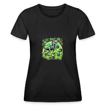 Katze Armee Dino St. Patrick's Day Kleeblätter - Frauen Funktions-T-Shirt - Schwarz - Vorne - AI Model Female 172 light (172cm)
