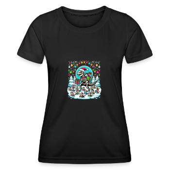 Katze Armee Skelett Dino Weihnachten T-Rex - Frauen Funktions-T-Shirt - Schwarz - Vorne - AI Model Female 172 light (172cm)