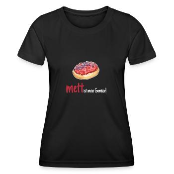 Mett Mettbrötchen Hackfleisch Lustig Geschenk - Frauen Funktions-T-Shirt - Schwarz - Vorne - AI Model Female 172 light (172cm)