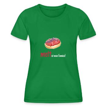 Mett Mettbrötchen Hackfleisch Lustig Geschenk - Frauen Funktions-T-Shirt - Kelly Green - Vorne - AI Model Female 172 dark (172cm)