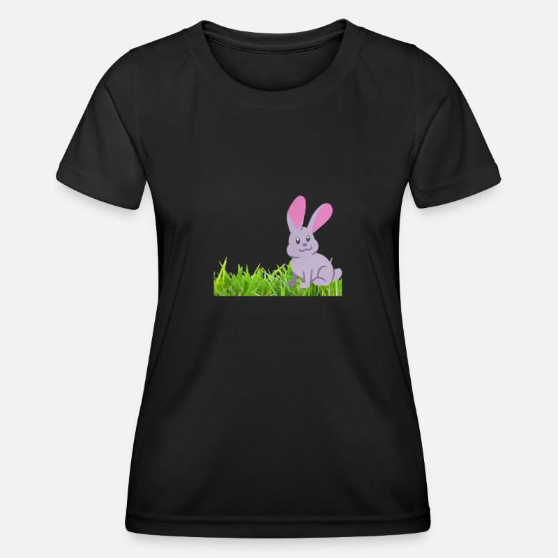 Rabbit on grass - Women's Functional T-Shirt - black