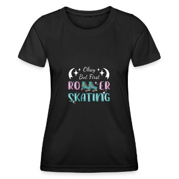 Roller Skating Inline Skating Inline Skates - Women's Functional T-Shirt - black - Front - AI Model Female 172 light (172cm)