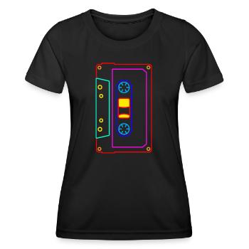 Cassette - Mixtape Audio Cassette Magnétique rétro - T-shirt sport Femme - noir - Devant - AI Model Female 172 light (172cm)