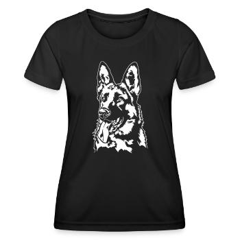 German Shepherd Dogs Portrait Dog Wilsigns - Women's Functional T-Shirt - black - Front - AI Model Female 172 light (172cm)