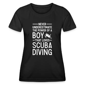 Plongeur sous-estimé : ne sous-estimez jamais le pouvoir d’un garçon - T-shirt sport Femme - noir - Devant - AI Model Female 172 light (172cm)
