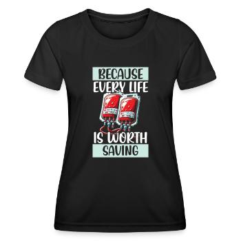 Don de sang Éducation Donner du sang - T-shirt sport Femme - noir - Devant - AI Model Female 172 light (172cm)