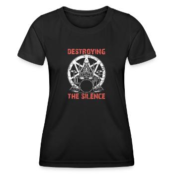 Squelette de crâne de batteur sur la batterie - T-shirt sport Femme - noir - Devant - AI Model Female 172 light (172cm)