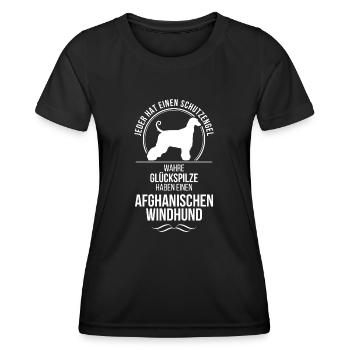 AFGHANISCHER WINDHUND Schutzengel Hunde Wilsigns - Frauen Funktions-T-Shirt - Schwarz - Vorne - AI Model Female 172 light (172cm)