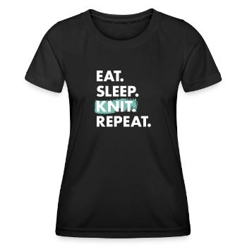 Knitter Eat Sleep Knitting - Women's Functional T-Shirt - black - Front - AI Model Female 172 light (172cm)