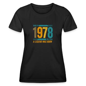 Hergestellt im Jahr 1978, dem Jahr, in dem eine Legende geboren wurde - Frauen Funktions-T-Shirt - Schwarz - Vorne - AI Model Female 172 light (172cm)