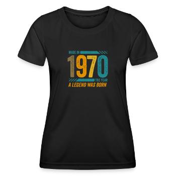 Réalisé en 1970, l’année de la naissance d’une légende - T-shirt sport Femme - noir - Devant - AI Model Female 172 light (172cm)