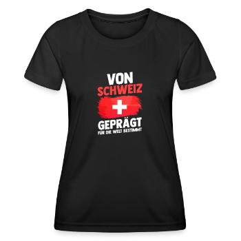 Schweizer Schweiz - Frauen Funktions-T-Shirt - Schwarz - Vorne - AI Model Female 172 light (172cm)