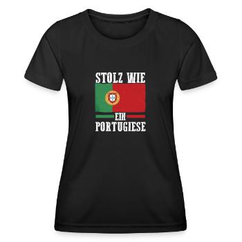 Portugal portugais - T-shirt sport Femme - noir - Devant - AI Model Female 172 light (172cm)