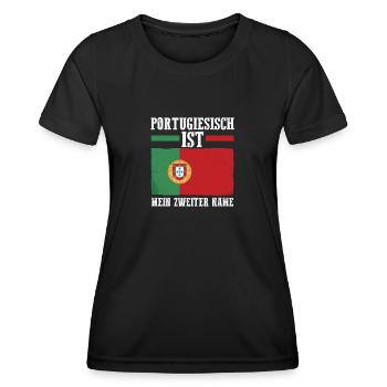Portugal portugais - T-shirt sport Femme - noir - Devant - AI Model Female 172 light (172cm)