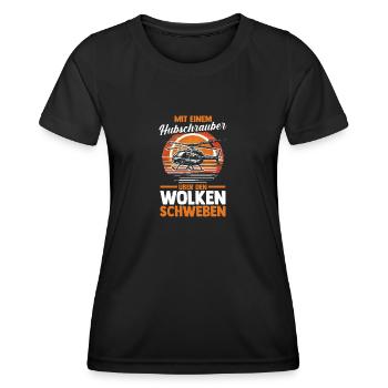 Pilot Helikopter Hubschrauber - Frauen Funktions-T-Shirt - Schwarz - Vorne - AI Model Female 172 light (172cm)