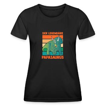 Papa Père Dino Dinosaure Papasaurus - T-shirt sport Femme - noir - Devant - AI Model Female 172 light (172cm)