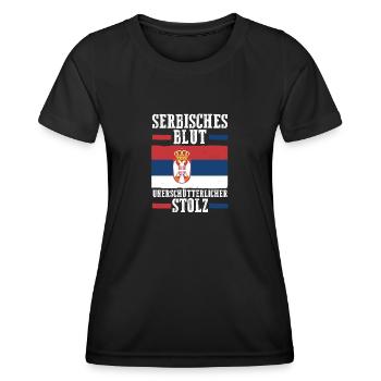 Serbe Serbe Serbie - T-shirt sport Femme - noir - Devant - AI Model Female 172 light (172cm)