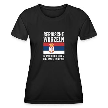Serbe Serbe Serbie - T-shirt sport Femme - noir - Devant - AI Model Female 172 light (172cm)