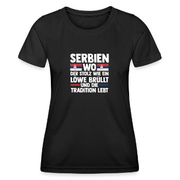 Serbe Serbe Serbie - T-shirt sport Femme - noir - Devant - AI Model Female 172 light (172cm)
