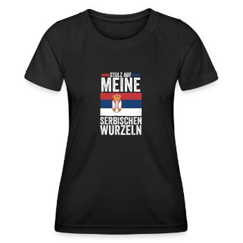 Serbe Serbe Serbie - T-shirt sport Femme - noir - Devant - AI Model Female 172 light (172cm)