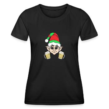 Santa Claus Christmas Elf Beer Christmas Elf - Women's Functional T-Shirt - black - Front - AI Model Female 172 light (172cm)