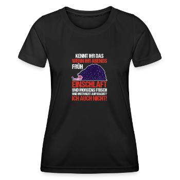 Faulenzer Langschläfer Motivation Igel - Frauen Funktions-T-Shirt - Schwarz - Vorne - AI Model Female 172 light (172cm)