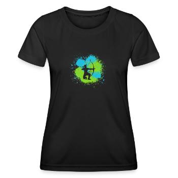 Archer Tir à l’arc - T-shirt sport Femme - noir - Devant - AI Model Female 172 light (172cm)