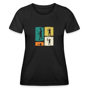 Archer Tir à l’arc - T-shirt sport Femme - noir - Devant - AI Model Female 172 light (172cm)