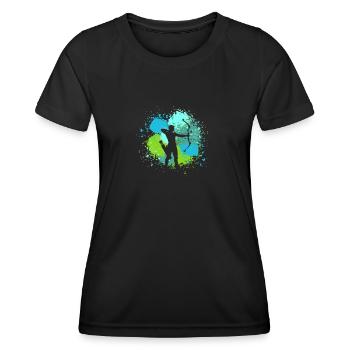 Archer Tir à l’arc - T-shirt sport Femme - noir - Devant - AI Model Female 172 light (172cm)