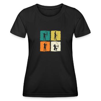 Archer Tir à l’arc - T-shirt sport Femme - noir - Devant - AI Model Female 172 light (172cm)
