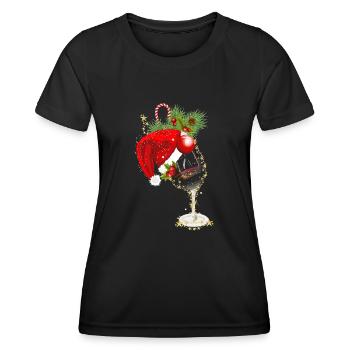 Weihnachtliches Weinglas - Frauen Funktions-T-Shirt - Schwarz - Vorne - AI Model Female 172 light (172cm)