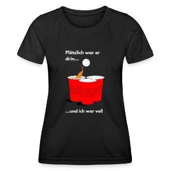 Saufurlaub Plötzlich er drin ich war voll Alkohol - Frauen Funktions-T-Shirt - Schwarz - Vorne - AI Model Female 172 light (172cm)
