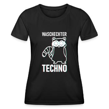 Trippy Techno Waschbär - Waschechter Techno - Frauen Funktions-T-Shirt - Schwarz - Vorne - AI Model Female 172 light (172cm)