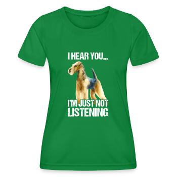 Airedale Terrier Dog - Women's Functional T-Shirt - kelly green - Front - AI Model Female 172 dark (172cm)