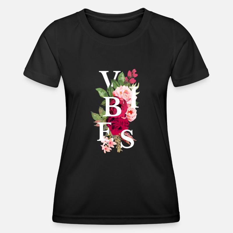 Vibes flowers - Women's Functional T-Shirt - black