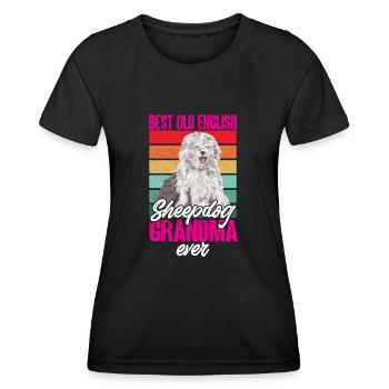 Old English Sheepdog Sheepie Bobtail - Frauen Funktions-T-Shirt - Schwarz - Vorne - AI Model Female 172 light (172cm)