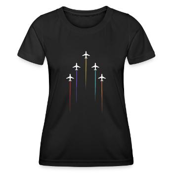 Farbige Freileitungen - Frauen Funktions-T-Shirt - Schwarz - Vorne - AI Model Female 172 light (172cm)