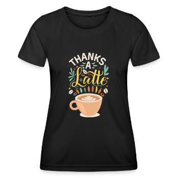 Thanks A Latte - Frauen Funktions-T-Shirt - Schwarz - Vorne - AI Model Female 172 light (172cm)