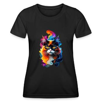 Chats Chat Coloré Tête de chat Catlovers - T-shirt sport Femme - noir - Devant - AI Model Female 172 light (172cm)