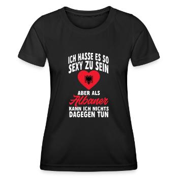 Albanische Flagge Albanischer Adler Shqiponja - Frauen Funktions-T-Shirt - Schwarz - Vorne - AI Model Female 172 light (172cm)