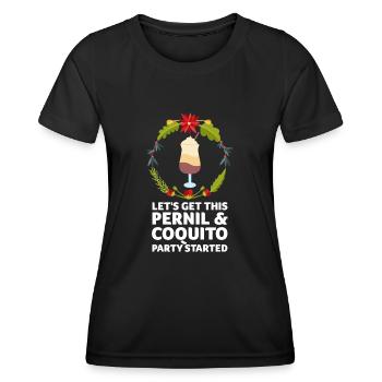 Coquito And Pasteles Puerto Rican Navidad - Frauen Funktions-T-Shirt - Schwarz - Vorne - AI Model Female 172 light (172cm)