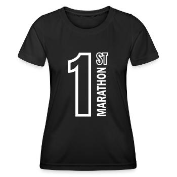 Marathon Running Jogging - Frauen Funktions-T-Shirt - Schwarz - Vorne - AI Model Female 172 light (172cm)