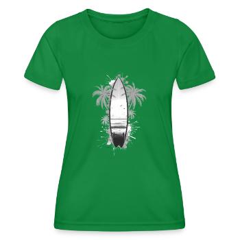 Surfbrett Skizze - Frauen Funktions-T-Shirt - Kelly Green - Vorne - AI Model Female 172 dark (172cm)