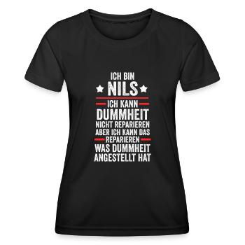 Nils - Frauen Funktions-T-Shirt - Schwarz - Vorne - AI Model Female 172 light (172cm)
